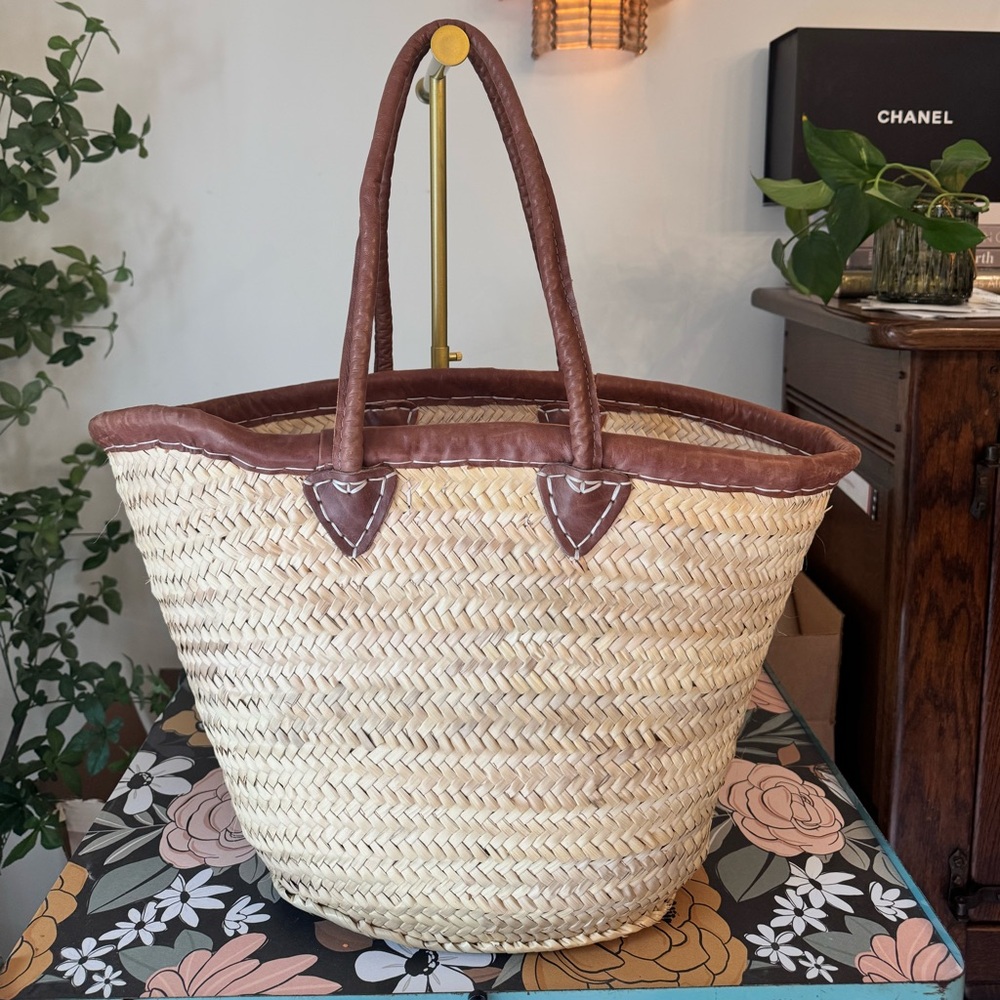 Anthropologie Style shopping bag Leather Trim Tote